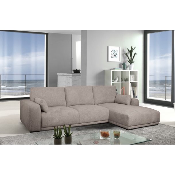 Santa Monica sofa med chaiselong til hjre i sandfarvet mbelstof
