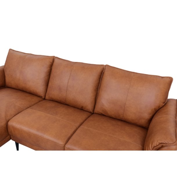 Jazz sofa med chaiselong til venstre i brun okselder 