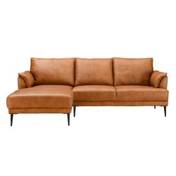 Jazz sofa med chaiselong til venstre i brun okselder 
