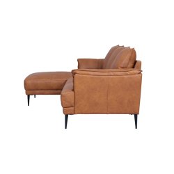 Jazz sofa med chaiselong til venstre i brun okselder 