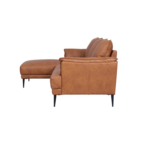 Jazz sofa med chaiselong til venstre i brun okselder 