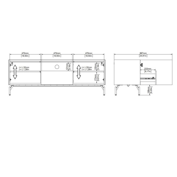 Troms TV bord 147 cm i egelook med opbevaring 