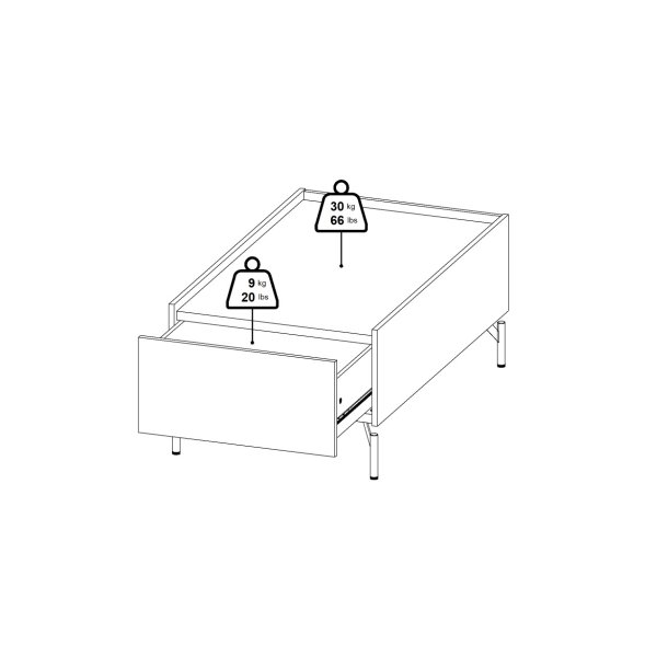 Troms sofabord 100 cm i egelook med opbevaring 