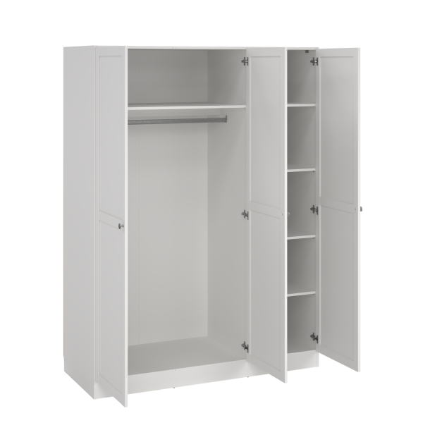 Viborg garderobeskab 147 cm bredt med 3 dre i hvid