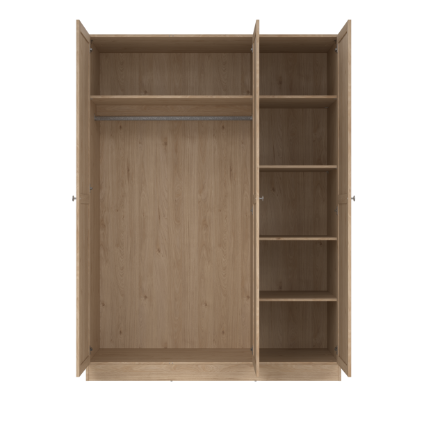 Viborg garderobeskab 147 cm bredt med 3 dre i egelook