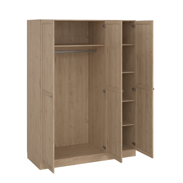 Viborg garderobeskab 147 cm bredt med 3 dre i egelook