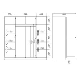 Viborg garderobeskab 195 cm bredt med 4 dre i hvid