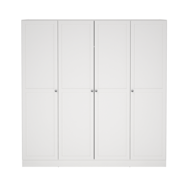 Viborg garderobeskab 195 cm bredt med 4 dre i hvid