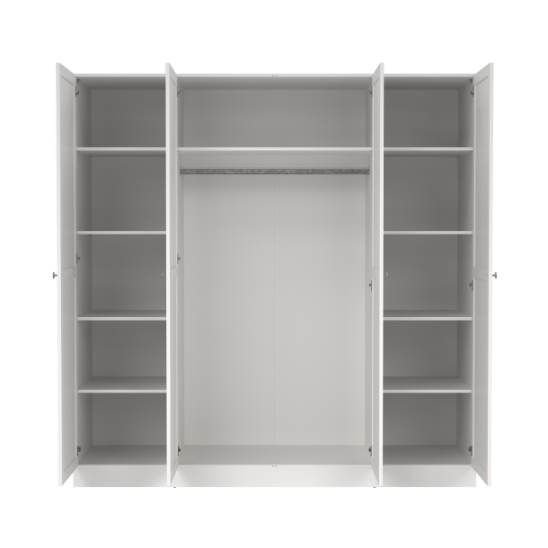 Viborg garderobeskab 195 cm bredt med 4 dre i hvid