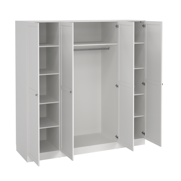 Viborg garderobeskab 195 cm bredt med 4 dre i hvid