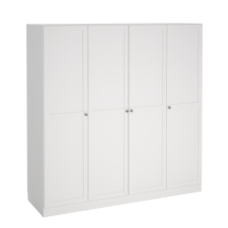 Viborg garderobeskab 195 cm bredt med 4 dre i hvid