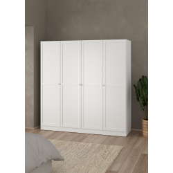 Viborg garderobeskab 195 cm bredt med 4 dre i hvid