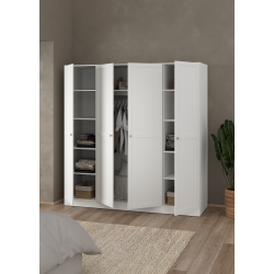 Viborg garderobeskab 195 cm bredt med 4 dre i hvid