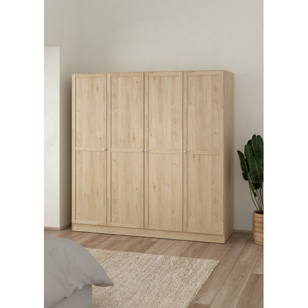 Viborg garderobeskab 195 cm bredt med 4 dre i egelook