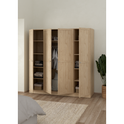 Viborg garderobeskab 195 cm bredt med 4 dre i egelook