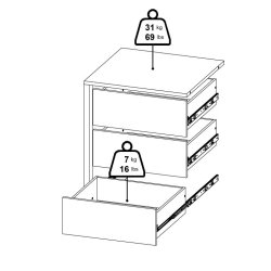 Smart skuffemodul til indbygning i Smart skabe med brede 118,5 cm 