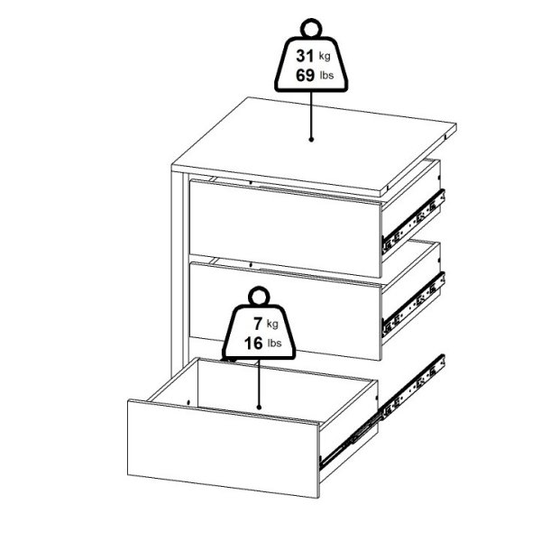 Smart skuffemodul til indbygning i Smart skabe med brede 118,5 cm 