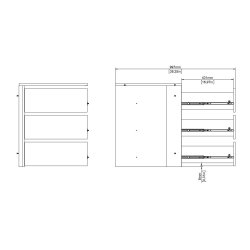 Smart skuffemodul til indbygning i Smart skabe med brede 118,5 cm 