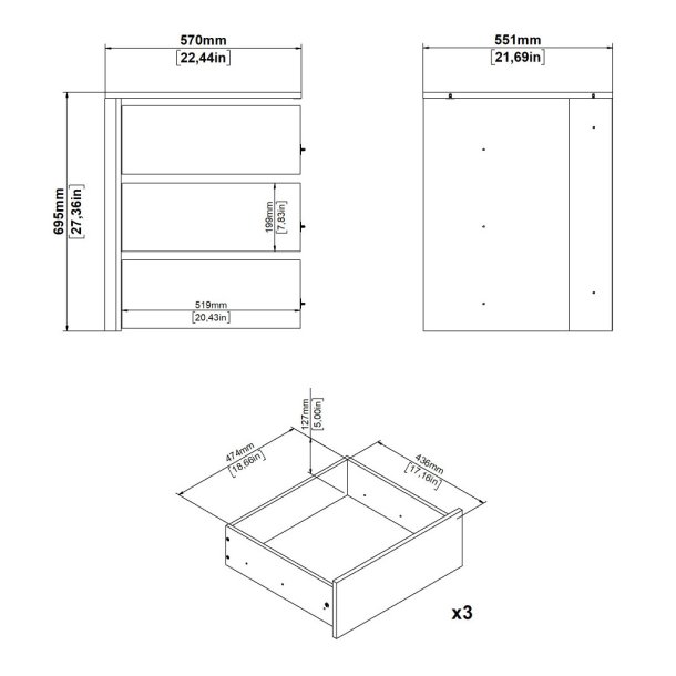 Smart skuffemodul til indbygning i Smart skabe med brede 118,5 cm 