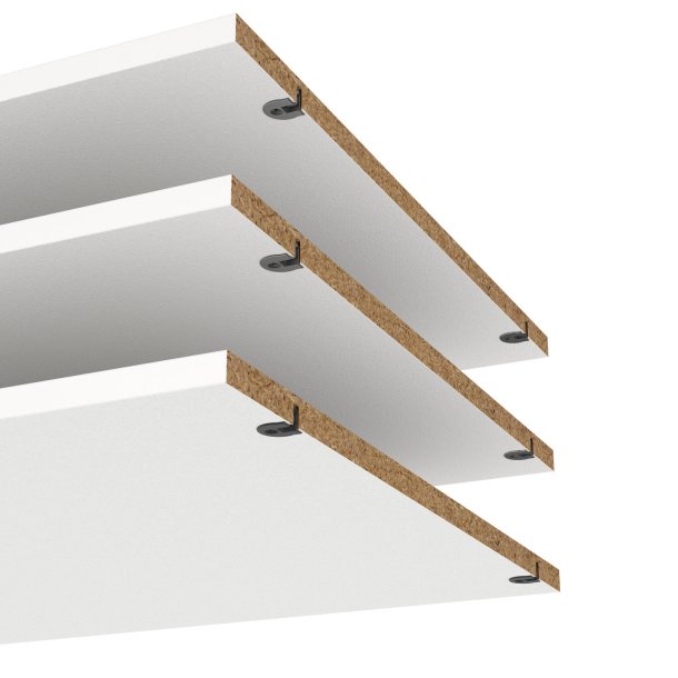 Hyldepakke med 3 bredde hylder til smart garderobeskab 118,5 cm bredt. 