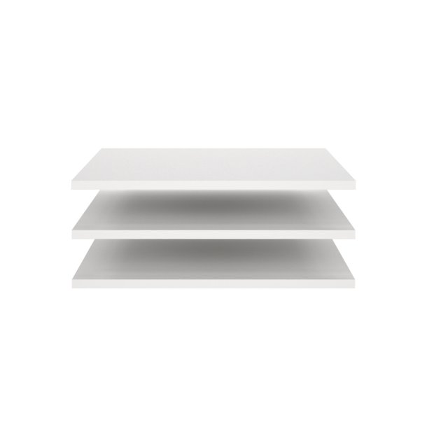 Hyldepakke med 3 bredde hylder til smart garderobeskab 118,5 cm bredt. 