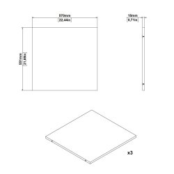Hyldepakke med 3 bredde hylder til smart garderobeskab 118,5 cm bredt. 