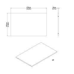 Hyldepakke med 3 bredde hylder til smart garderobeskab 178,5 cm bredt.