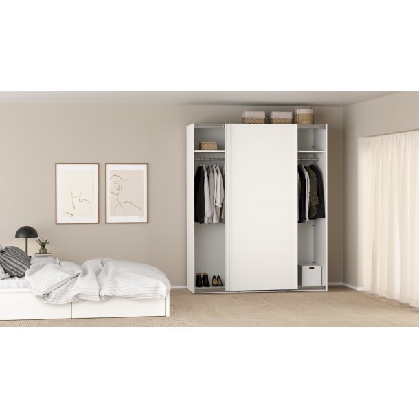  Smart 220  garderobeskab 178,5cm bredt hvidt med 2 skydedre, samles stende