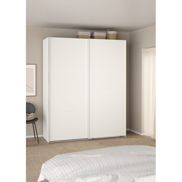  Smart 220  garderobeskab 178,5cm bredt hvidt med 2 skydedre, samles stende