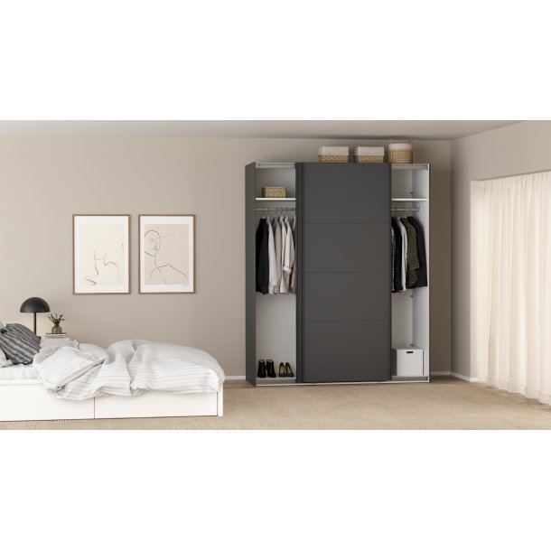 Smart 220  garderobeskab 178,5cm bredt matgr med 2 skydedre, samles stende