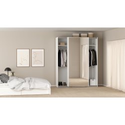  Smart 220  garderobeskab 178,5cm bredt, med spejl og hvid skydedre, samles stende