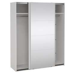  Smart 220  garderobeskab 178,5cm bredt, med spejl og hvid skydedre, samles stende