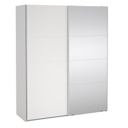  Smart 220  garderobeskab 178,5cm bredt, med spejl og hvid skydedre, samles stende