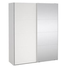  Smart 220  garderobeskab 178,5cm bredt, med spejl og hvid skydedre, samles stende