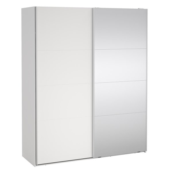  Smart 220  garderobeskab 178,5cm bredt, med spejl og hvid skydedre, samles stende