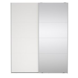  Smart 220  garderobeskab 178,5cm bredt, med spejl og hvid skydedre, samles stende