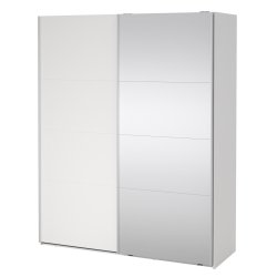  Smart 220  garderobeskab 178,5cm bredt, med spejl og hvid skydedre, samles stende