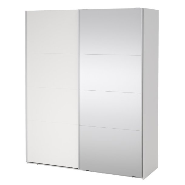  Smart 220  garderobeskab 178,5cm bredt, med spejl og hvid skydedre, samles stende