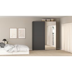 Smart 220  garderobeskab 178,5cm bredt , med spejl og gr skydedre, samles stende