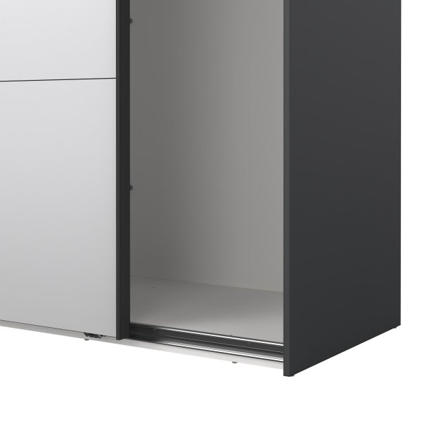 Smart 220  garderobeskab 178,5cm bredt , med spejl og gr skydedre, samles stende