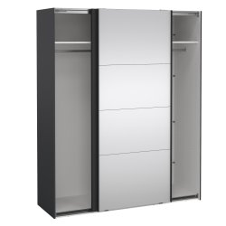 Smart 220  garderobeskab 178,5cm bredt , med spejl og gr skydedre, samles stende