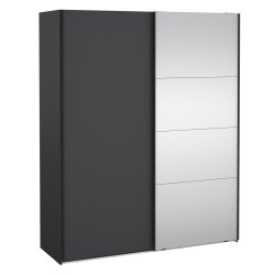 Smart 220  garderobeskab 178,5cm bredt , med spejl og gr skydedre, samles stende