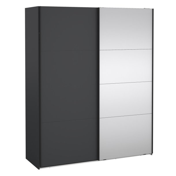 Smart 220  garderobeskab 178,5cm bredt , med spejl og gr skydedre, samles stende