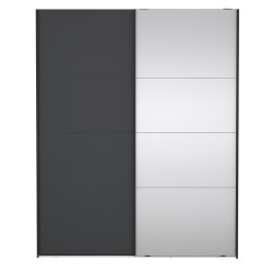 Smart 220  garderobeskab 178,5cm bredt , med spejl og gr skydedre, samles stende