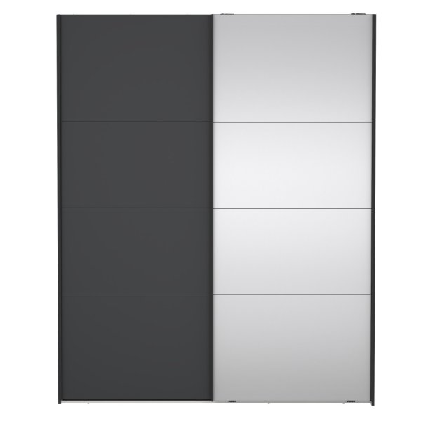 Smart 220  garderobeskab 178,5cm bredt , med spejl og gr skydedre, samles stende