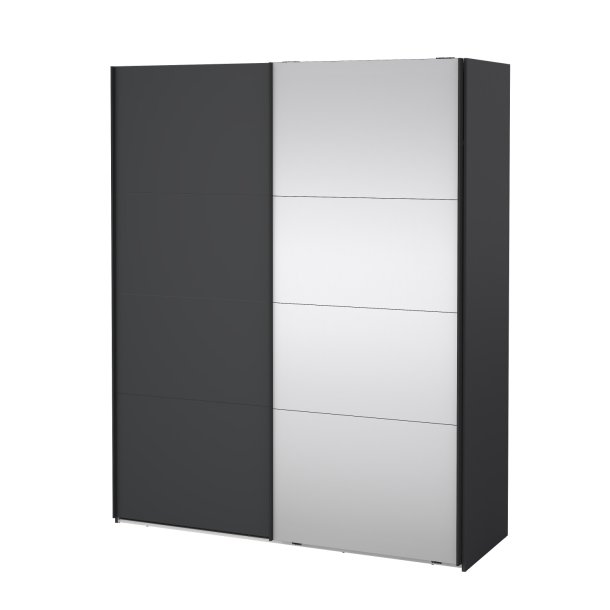 Smart 220  garderobeskab 178,5cm bredt , med spejl og gr skydedre, samles stende