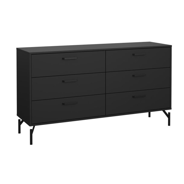 Cup dobbelt kommode 138,7cm  matsort med 6 skuffer