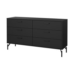 Cup dobbelt kommode 138,7cm  matsort med 6 skuffer