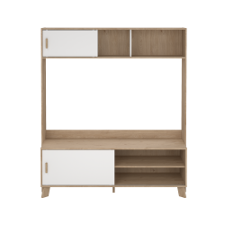 Estate TV reol i hvid egelook med 2 skydelger