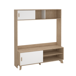 Estate TV reol i hvid egelook med 2 skydelger